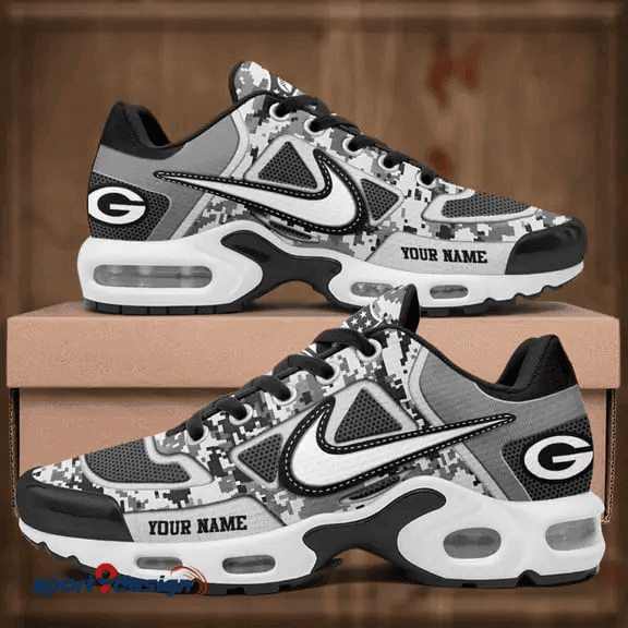 Green Bay Packers Custom Camo Print Athletic T-N Sneakers PBQV4Y3