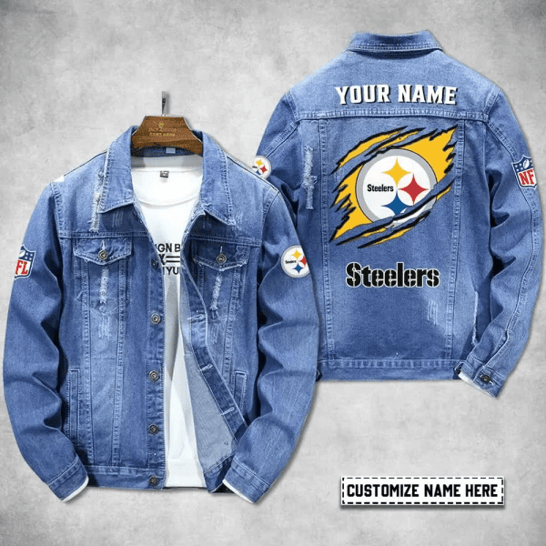 Pittsburgh Steelers Personalized New Denim Jacket PB6PR09