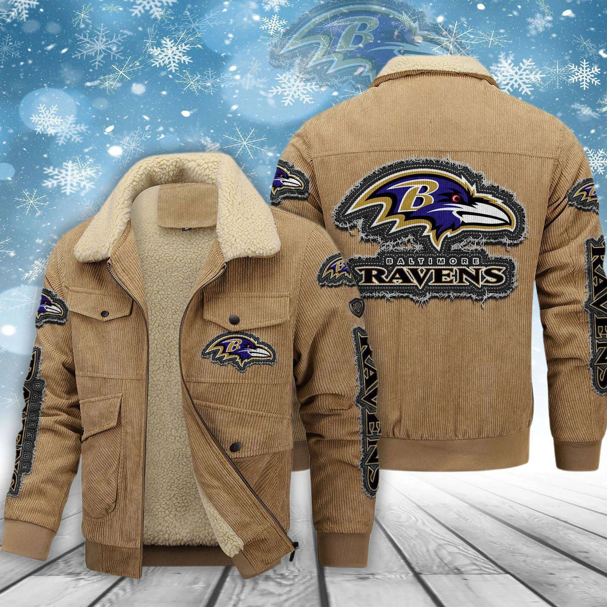 Baltimore Ravens Men's Thickened Corduroy Jacket ANZVITCJ003 ( SIZE M - 8 XL )