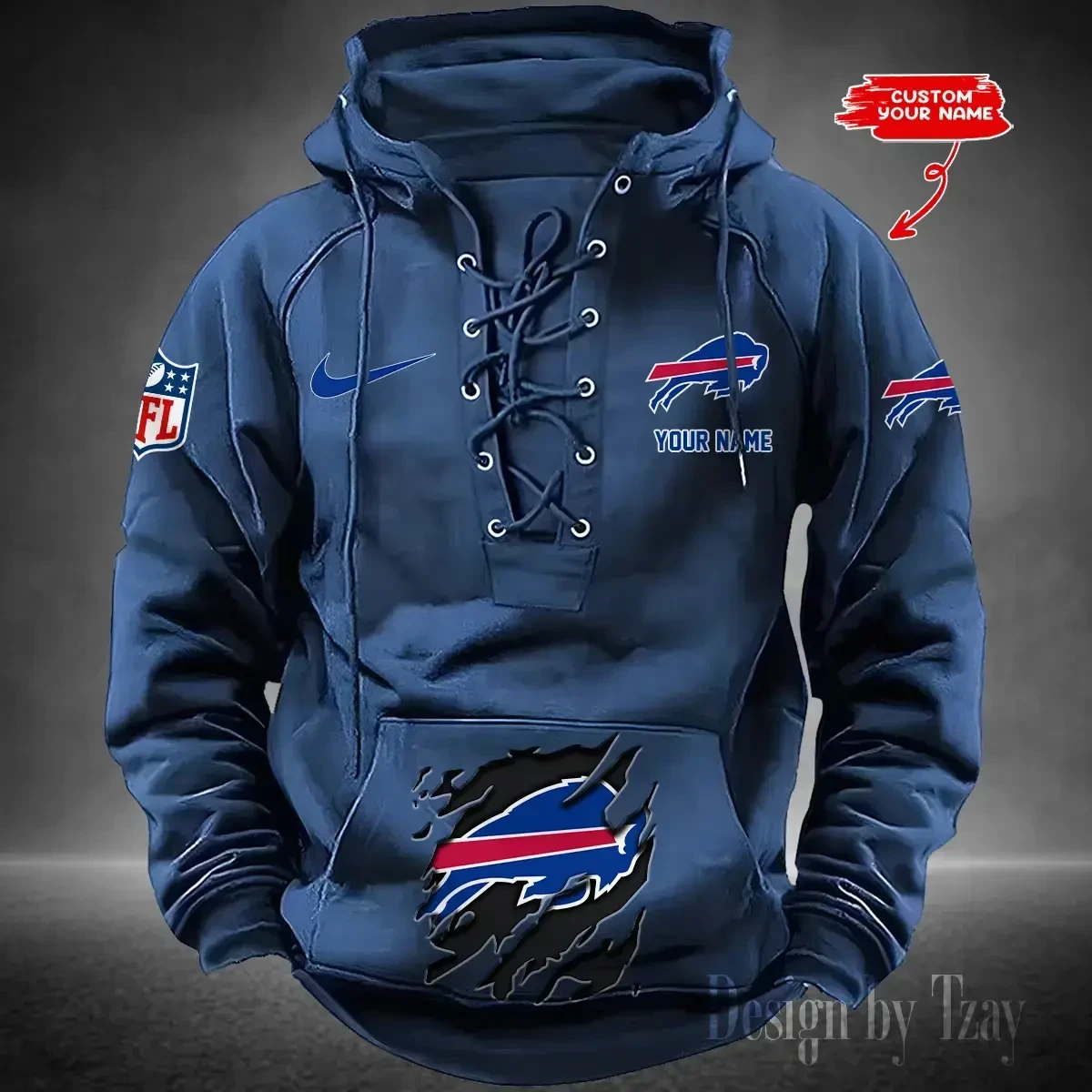 SPTS9HLUH004-Buffalo Bills Men's Hooded Lace-up Hoodie