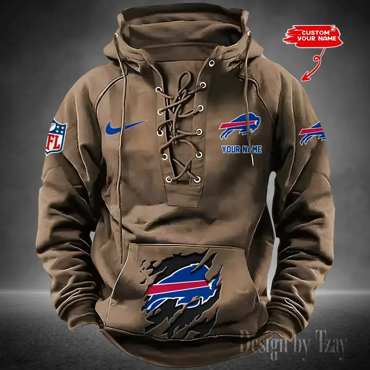 Buffalo Bills Men's Hooded Lace-up Hoodie PB1ZVG9
