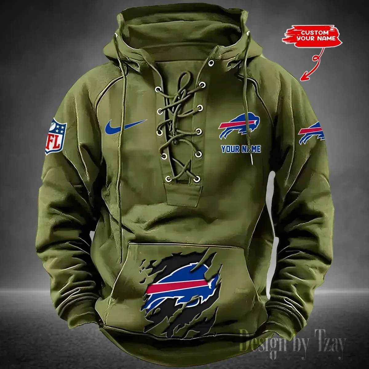 Buffalo Bills Men's Hooded Lace-up Hoodie PB1ZVG9