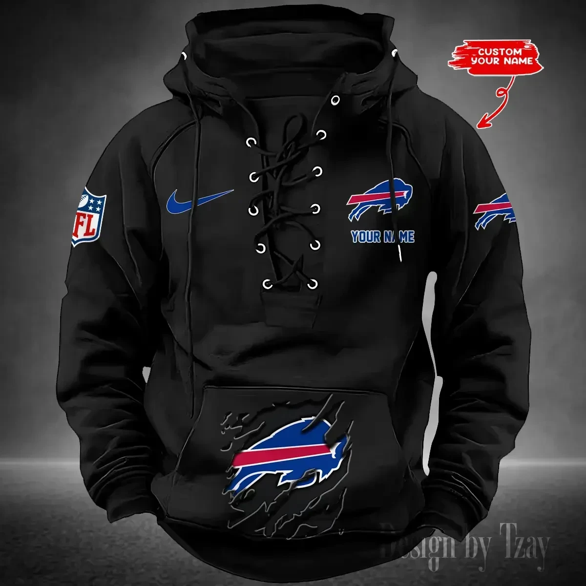 Buffalo Bills Men's Hooded Lace-up Hoodie PB1ZVG9