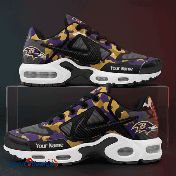 Baltimore Ravens Custom Camo Print Athletic T-N Sneakers SPTTNSHOES069