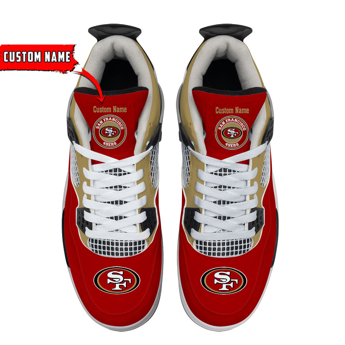 San Francisco 49ers Personalized AJ4 Sneaker PBE6R7R