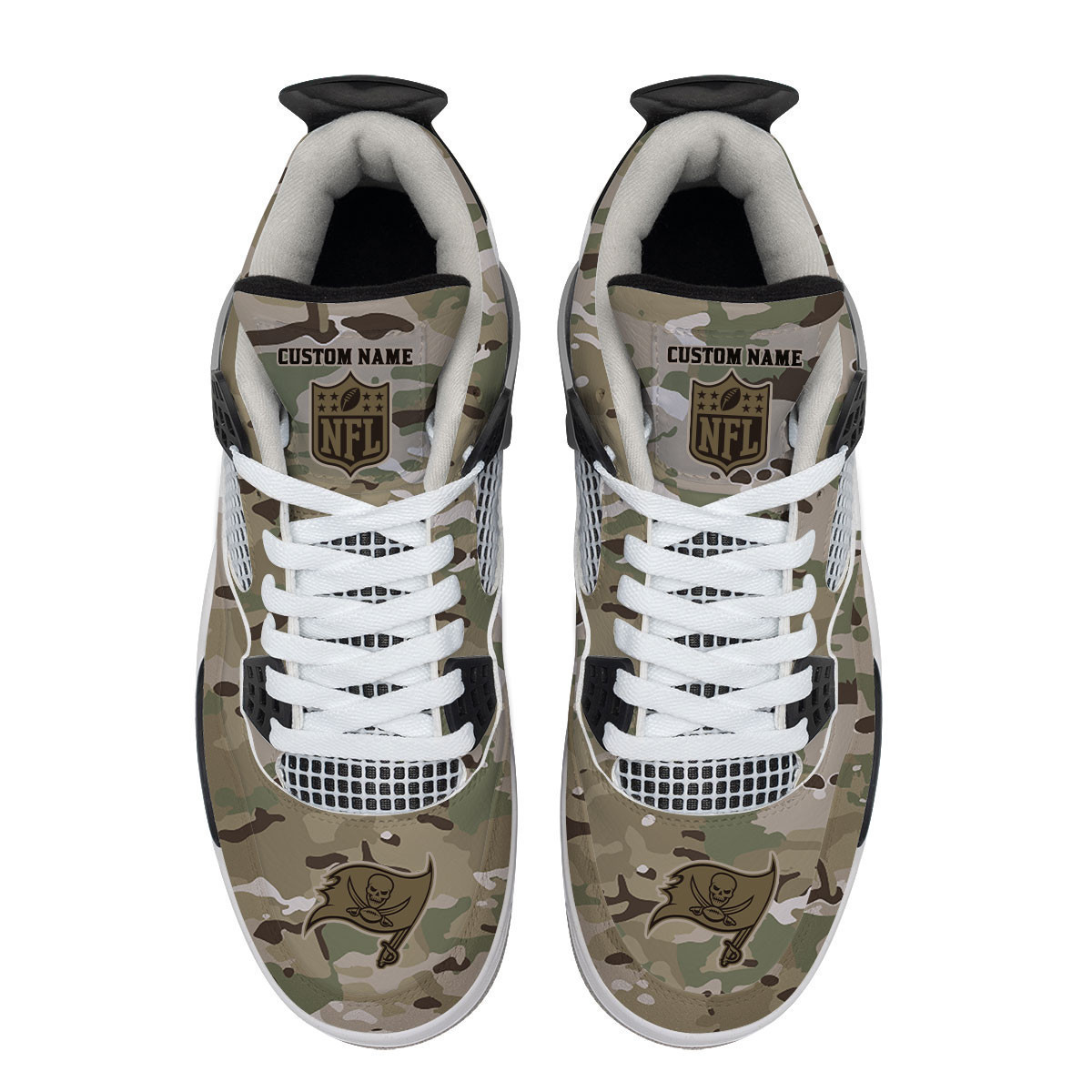 Tampa Bay Buccaneers Camo Personalized AJ4 Sneaker PB3ZOTB