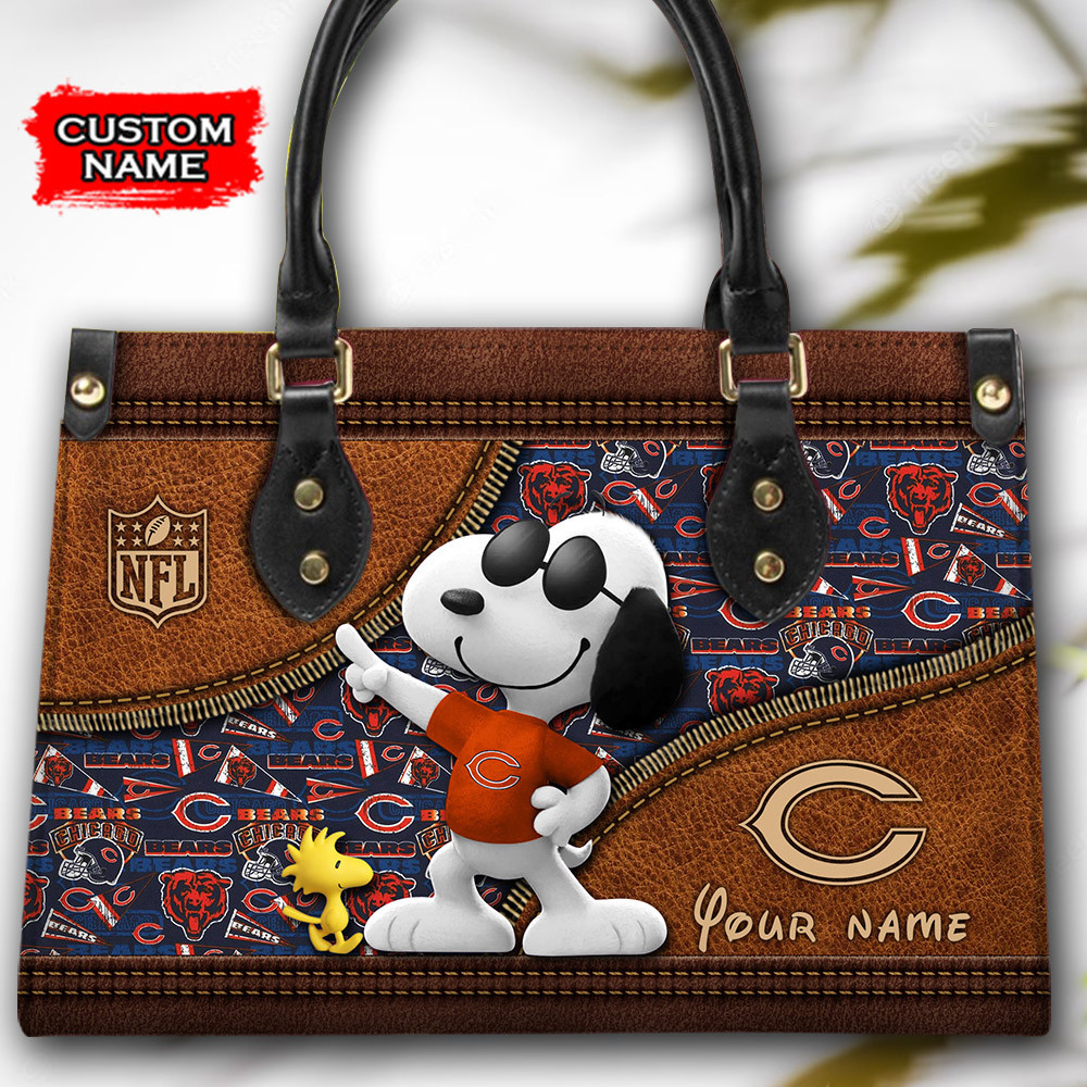 Chicago Bears Personalized Leather Hand Bag PB48X22