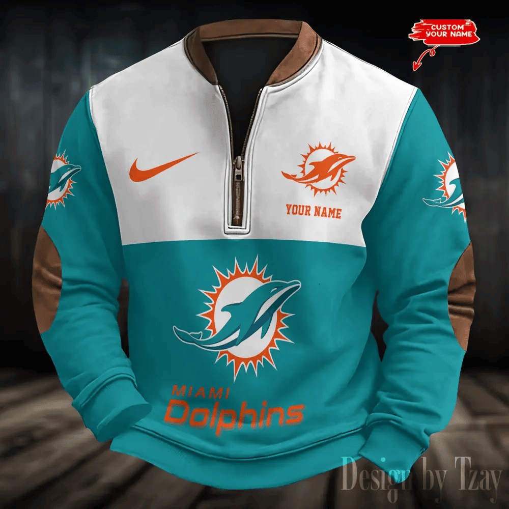 S9MPZNS180-Miami Dolphins Print Vintage Sweatshirt