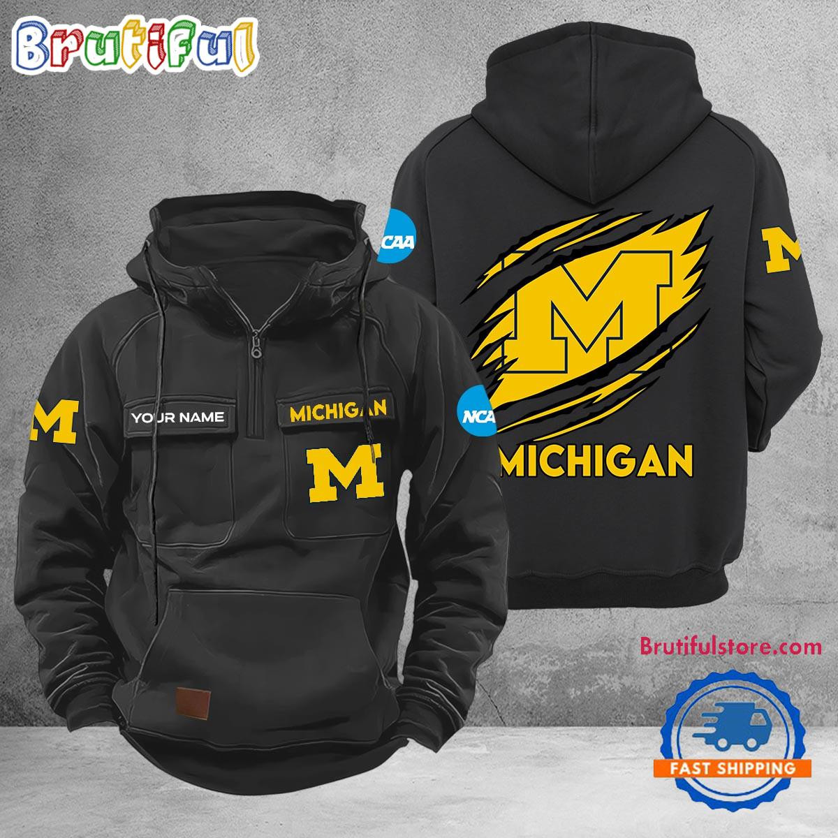 Michigan Wolverines Vintage Men Hoodie AZVMHD45G