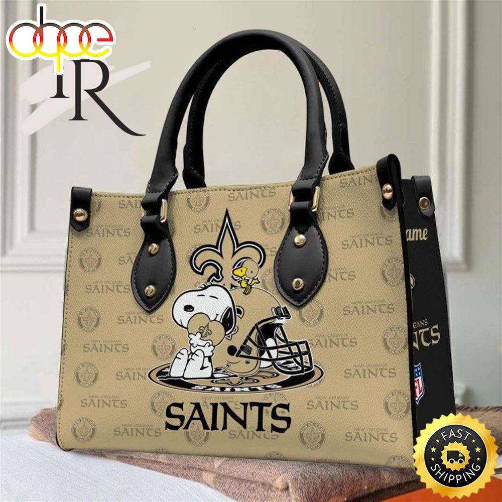 New Orleans Saints Personalized Christmas Leather Hand Bag BBJH4