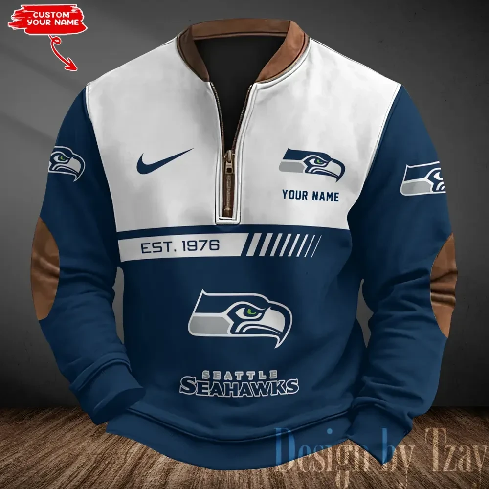 Seattle Seahawks Men's Vintage Zipper Stand Collar Sweatshirt S9MPZNS330
