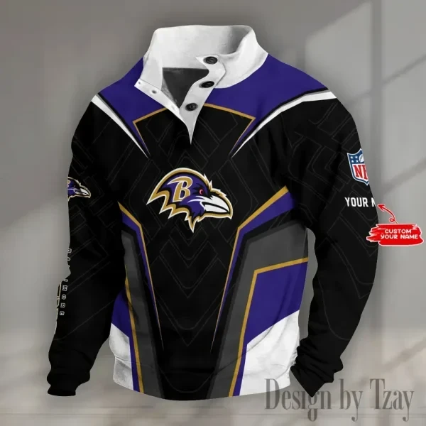 Baltimore Ravens NFL Half Button Long Sleeve Hoodie PBZ3E1O