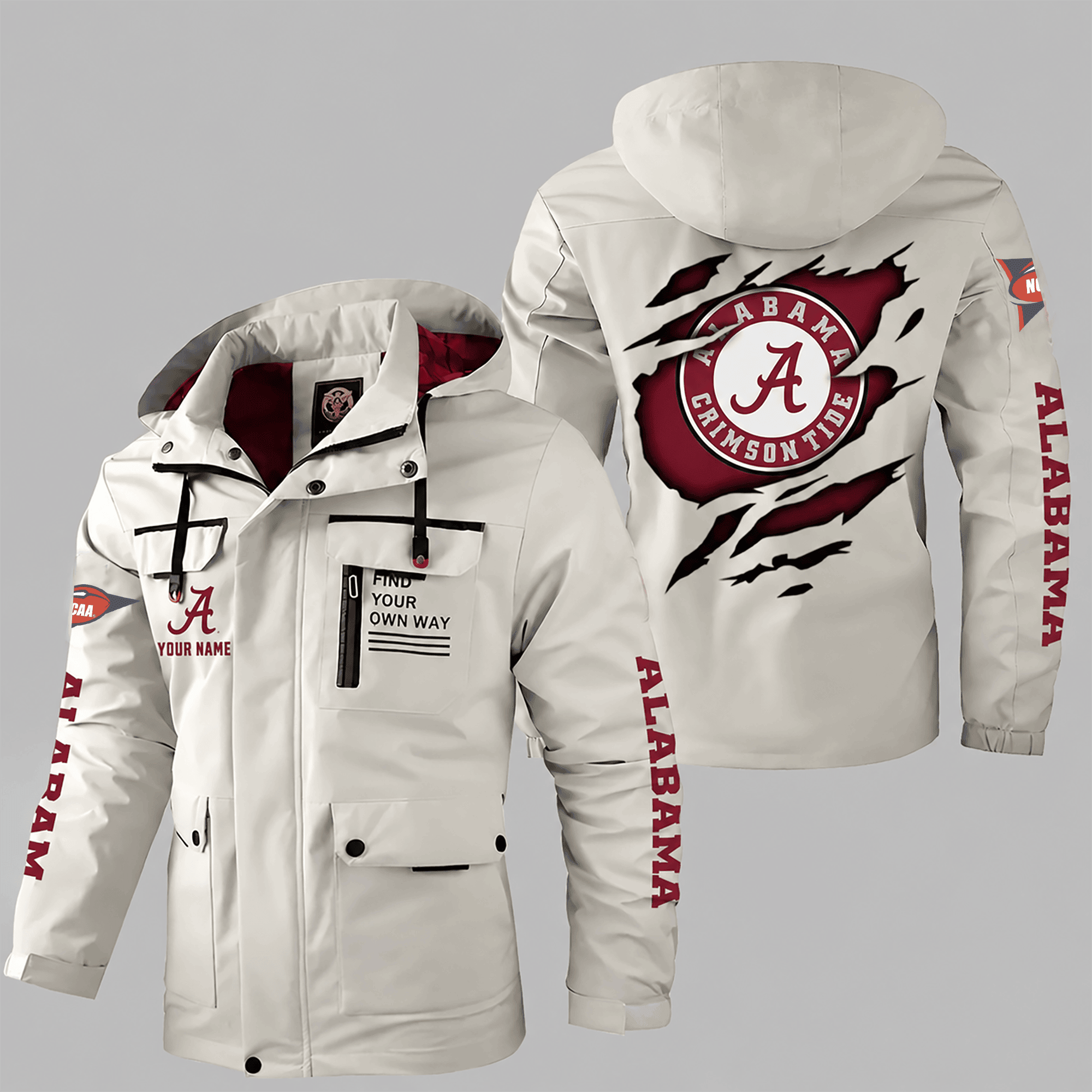 Alabama crimson tide Personalized Winter Windbreaker Jacket ANZWW11
