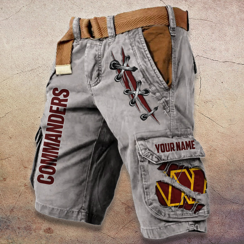 Washington Commanders Pocket Print Cargo Shorts (Belt Not Included) PBI9O74