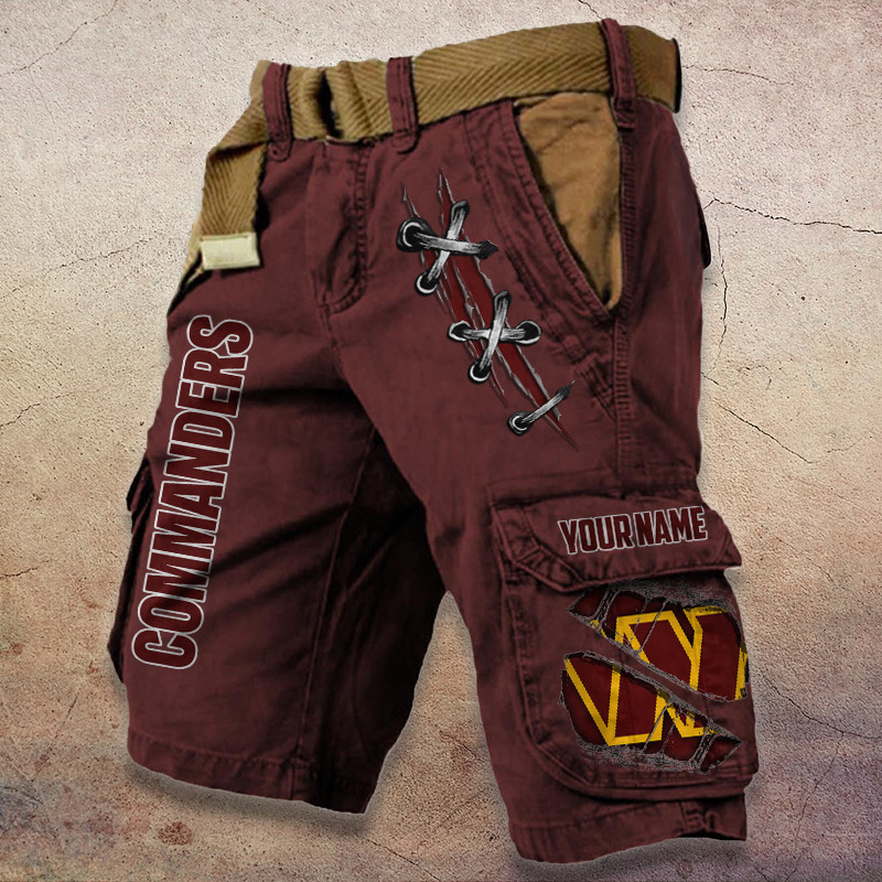 Washington Commanders Pocket Print Cargo Shorts (Belt Not Included) PBI9O74