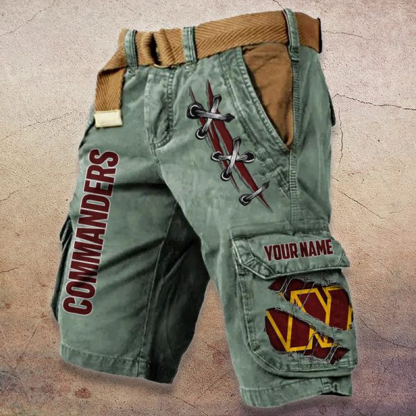 Washington Commanders Pocket Print Cargo Shorts (Belt Not Included) PBI9O74