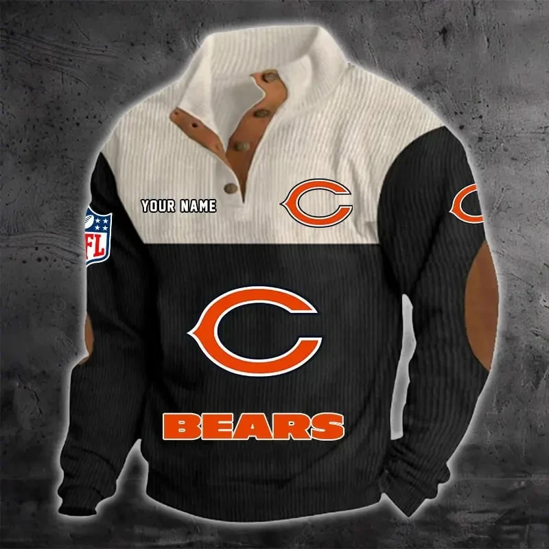 Chicago Bears Color Block Stand Collar Sweatshirt PBT9C7Q