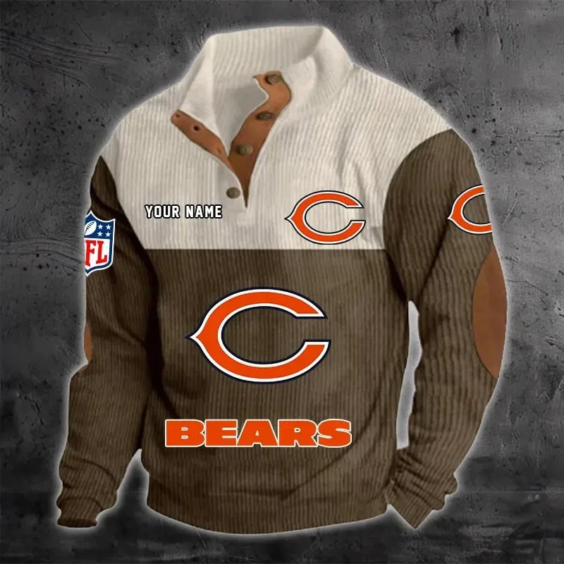Chicago Bears Color Block Stand Collar Sweatshirt PBT9C7Q