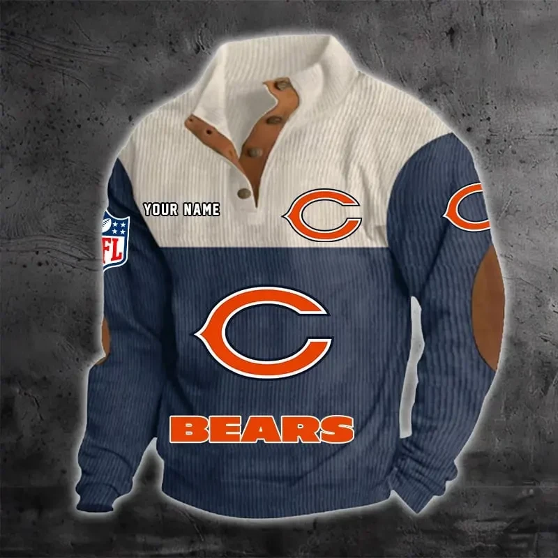 Chicago Bears Color Block Stand Collar Sweatshirt PBT9C7Q