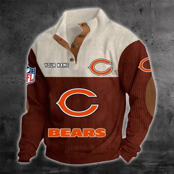 Chicago Bears Color Block Stand Collar Sweatshirt PBT9C7Q