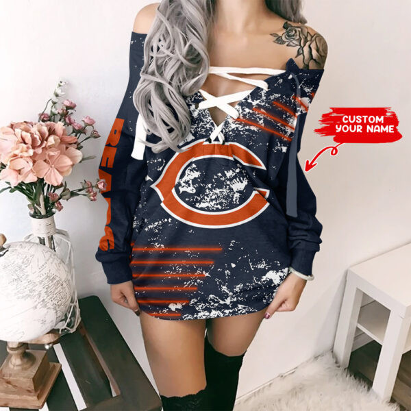 Chicago Bears Personalized Lace-Up Sweatshirt PBAKHW8