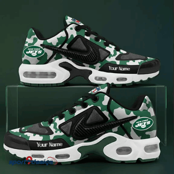 New York Jets Custom Camo Print Athletic T-N Sneakers SPTTNSHOES091