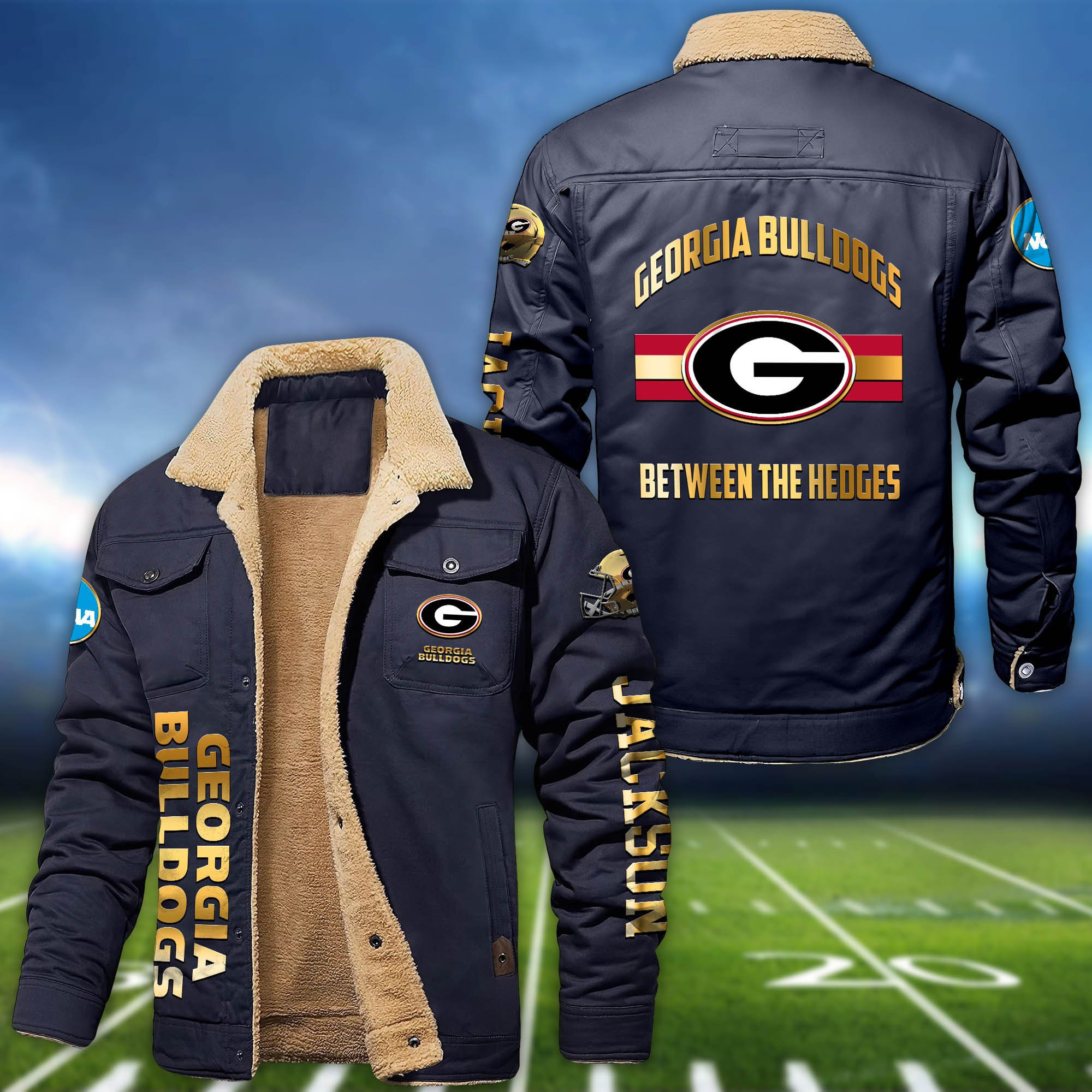 Georgia Bulldogs 2D Fleece Bomber Jacket Personalized Your Name, Sport Jackets, Gifts For Sport Fans PBFJ5P9