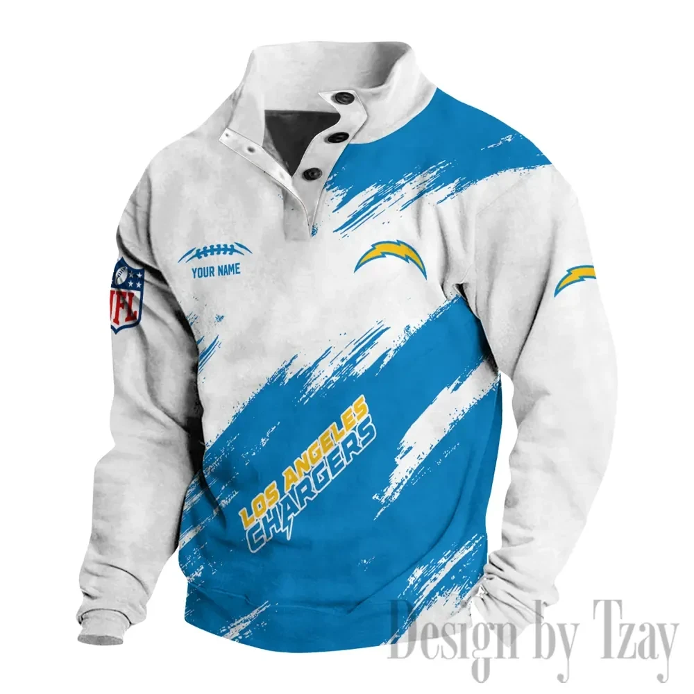 Los Angeles Chargers Buttoned Collar Sweatshirt New Design 2025 S9DBSCH2174