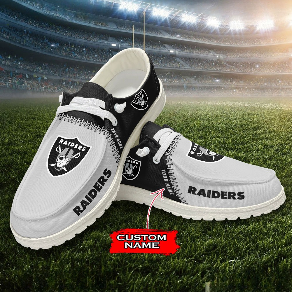 Las Vegas Raiders Moccasin Slippers - Hey Dude Shoes Style
