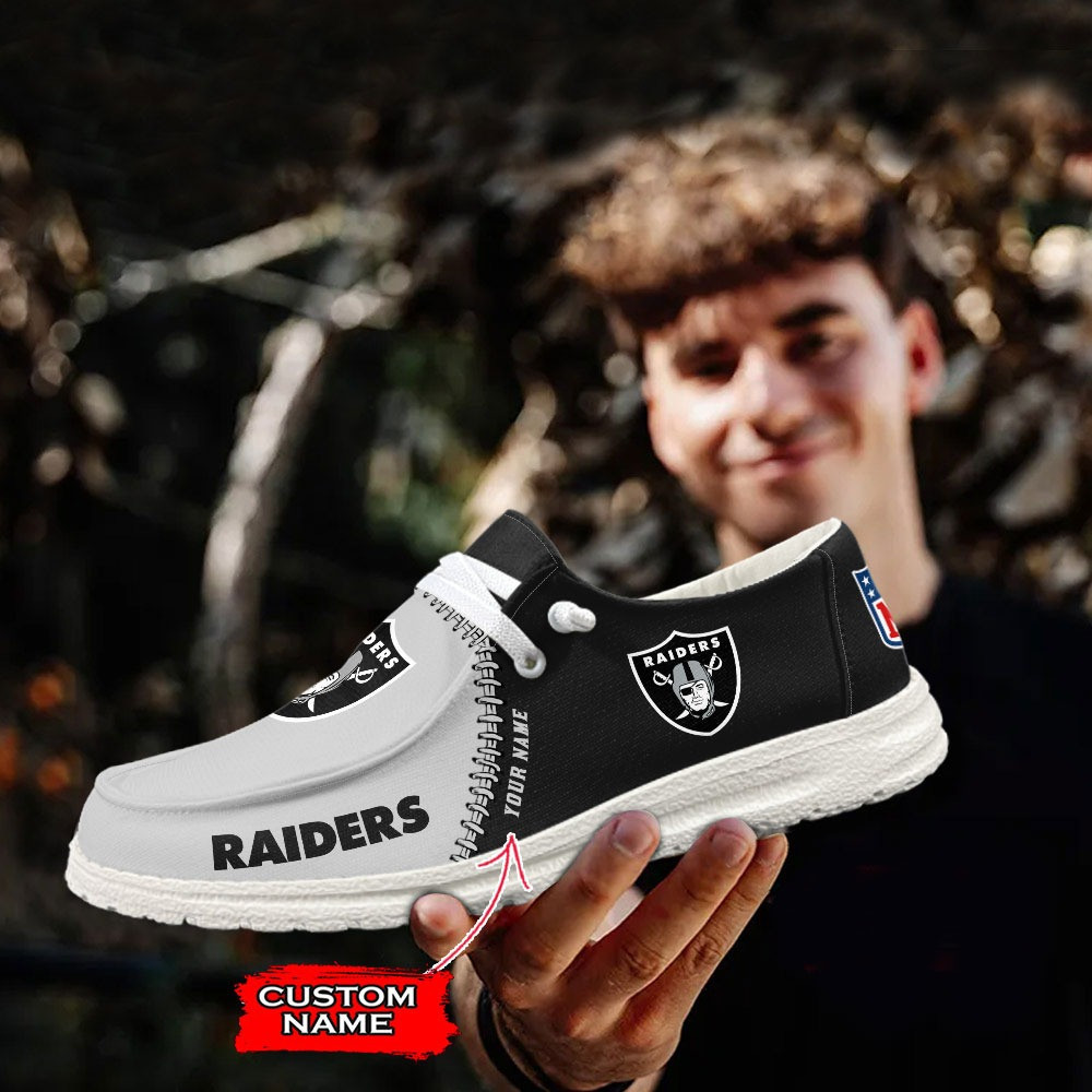 Las Vegas Raiders Moccasin Slippers - Hey Dude Shoes Style