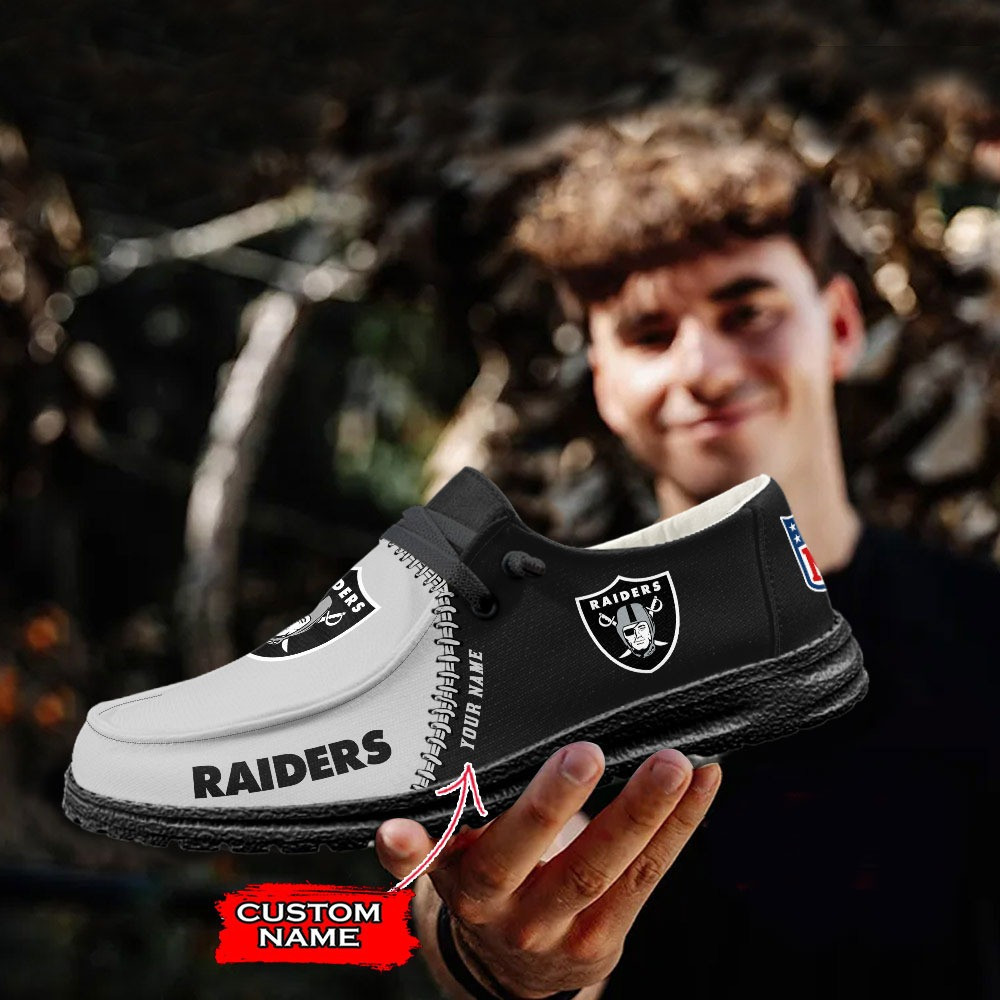 Las Vegas Raiders Moccasin Slippers - Hey Dude Shoes Style