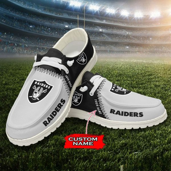 Las Vegas Raiders Moccasin Slippers - Hey Dude Shoes Style