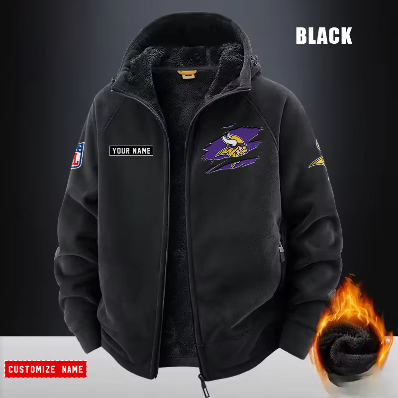 Minnesota Vikings Fleece Fashion Hooded Jacket Outdoor PBHPW57