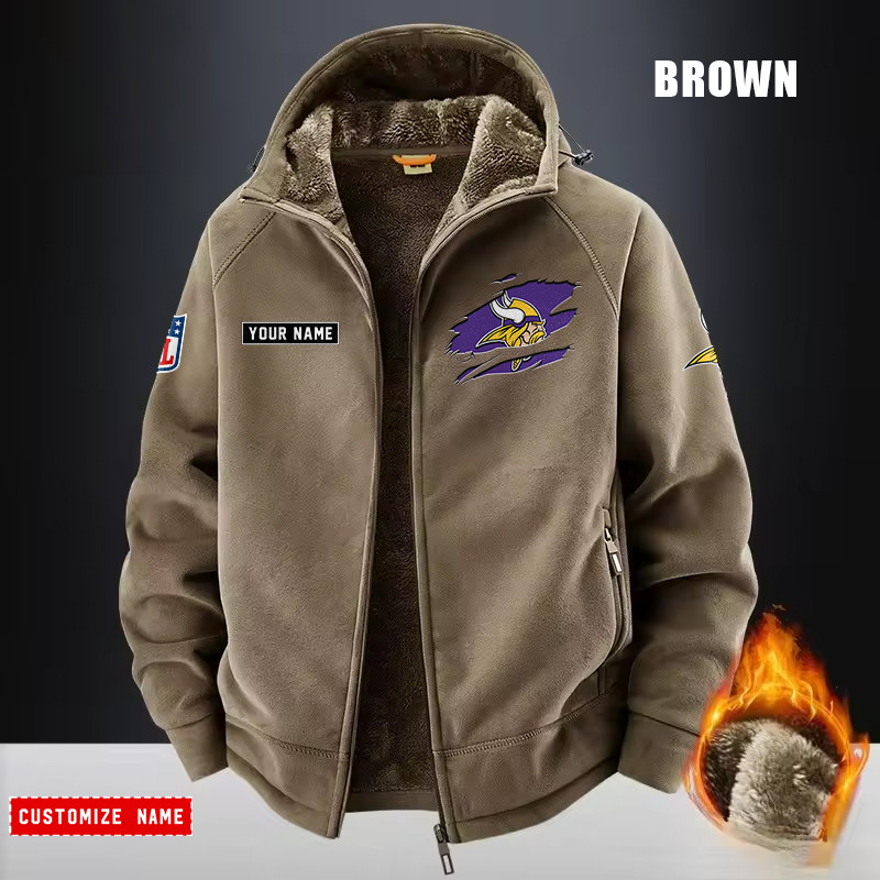 Minnesota Vikings Fleece Fashion Hooded Jacket Outdoor PBHPW57