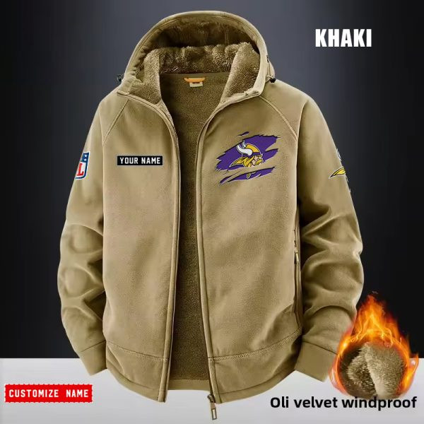 Minnesota Vikings Fleece Fashion Hooded Jacket Outdoor PBHPW57