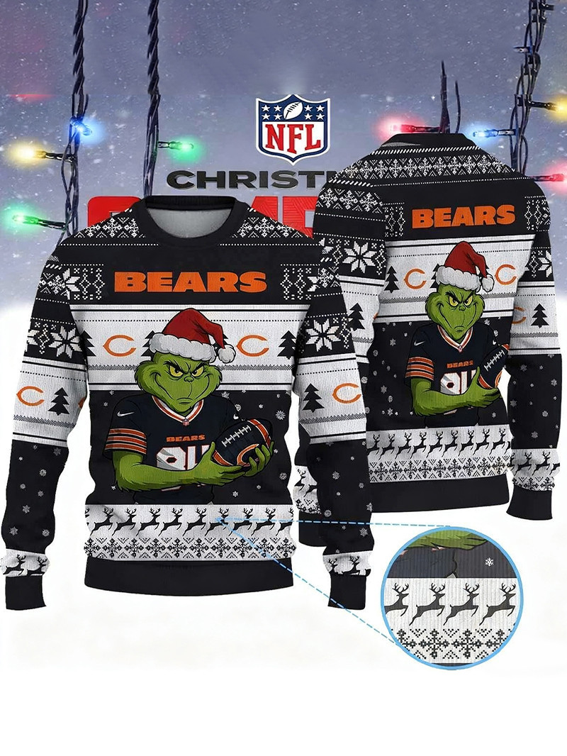 Chicago Bears Christmas Premium Grinch Ugly Sweater GU82
