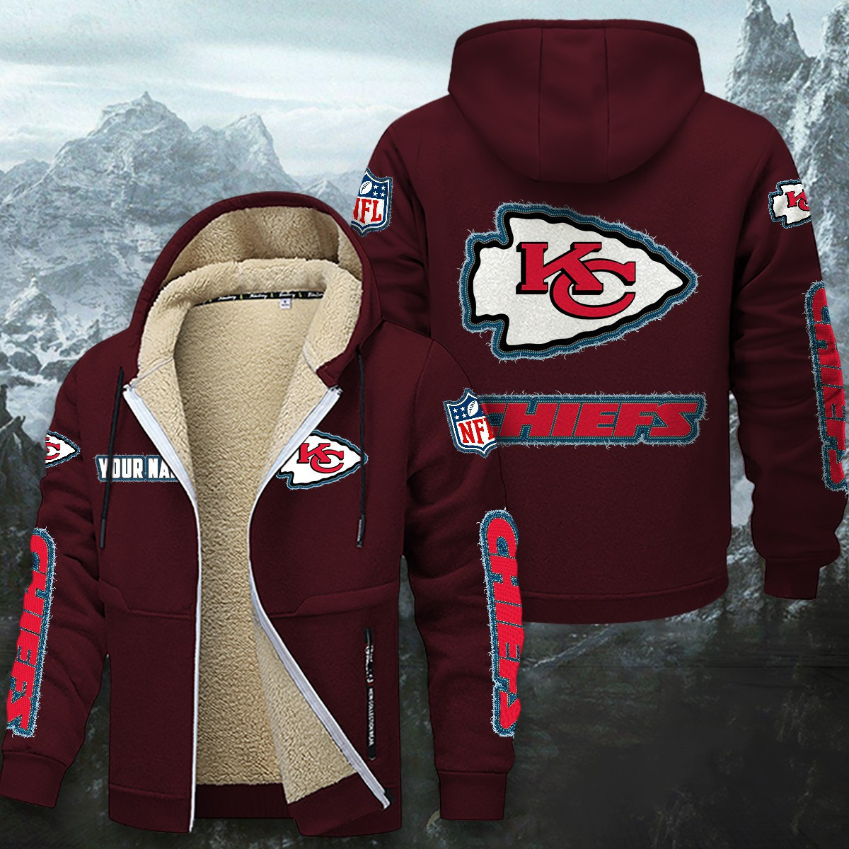 Kansas City Chiefs Sherpa-Lined Zip Hoodie WINHZVC12016