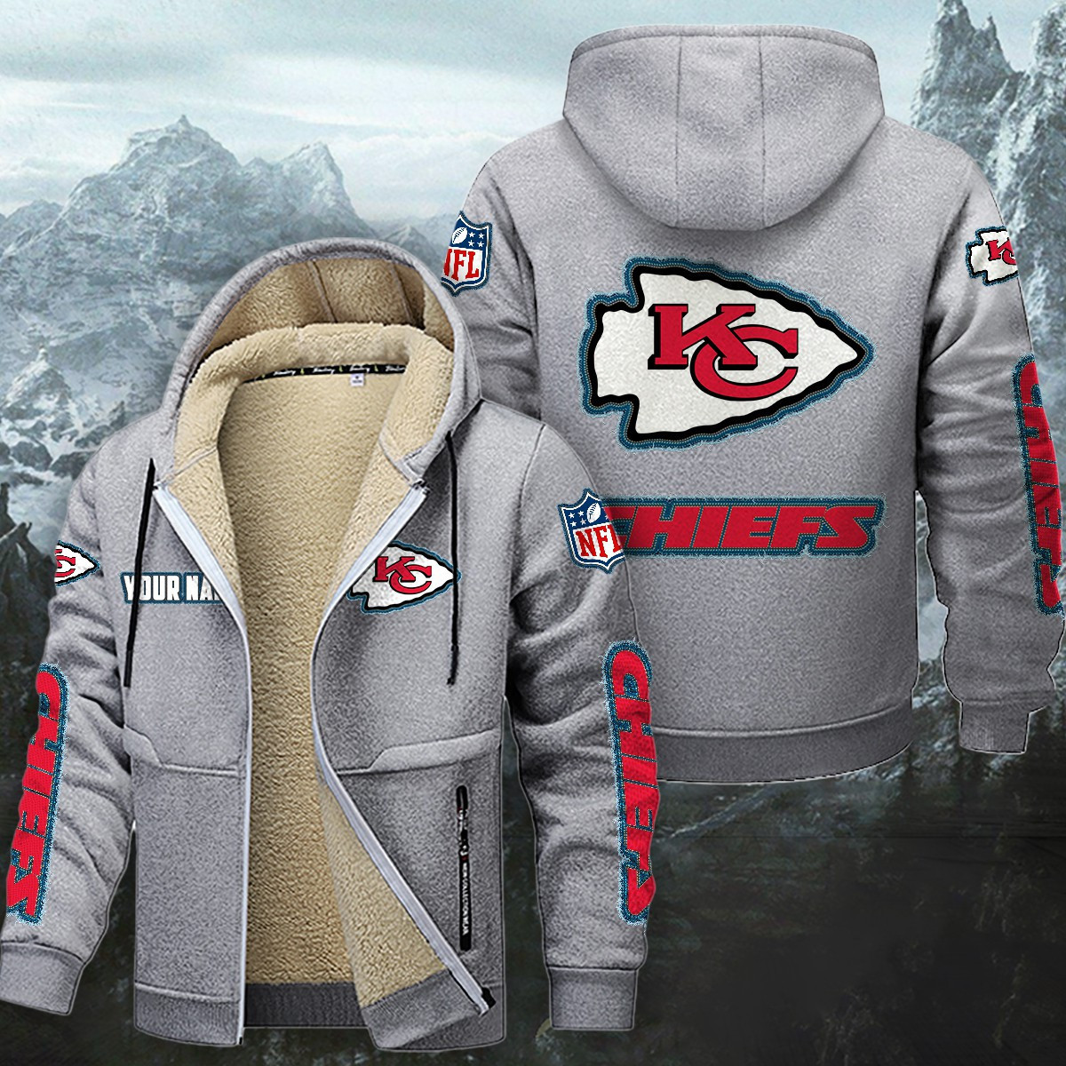 Kansas City Chiefs Sherpa-Lined Zip Hoodie PB7LK67