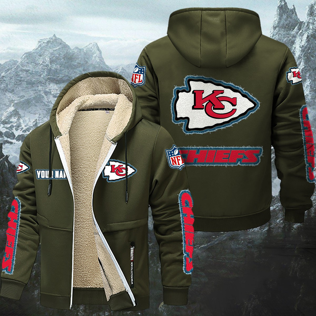 Kansas City Chiefs Sherpa-Lined Zip Hoodie PB7LK67