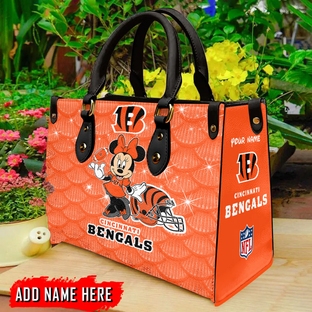 Cincinnati Bengals Personalized Leather Hand Bag BBLTHB818