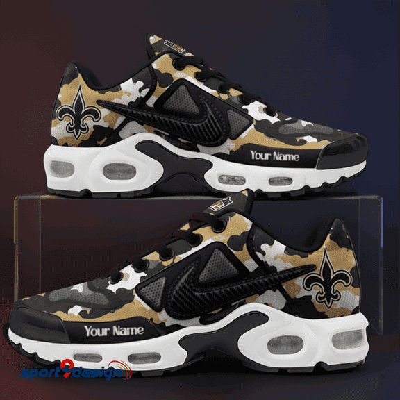 New Orleans Saints Custom Camo Print Athletic T-N Sneakers SPTTNSHOES089