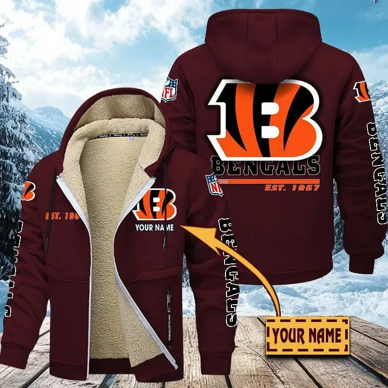 Cincinnati Bengals Zip Up Fur Coat PBIDY0X