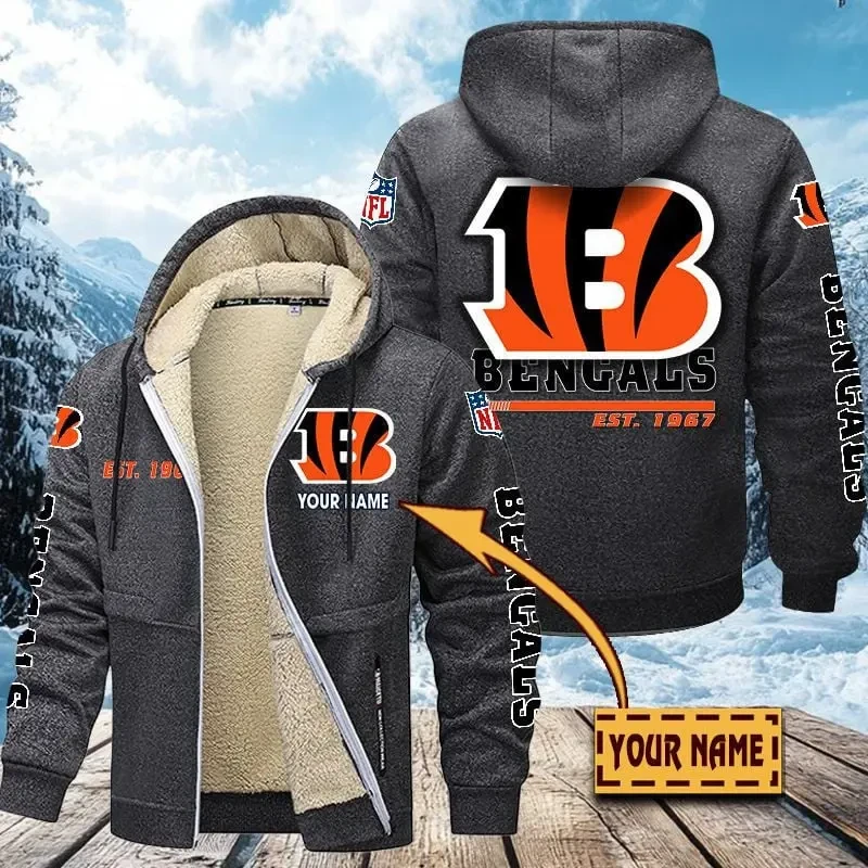 Cincinnati Bengals Zip Up Fur Coat PBIDY0X