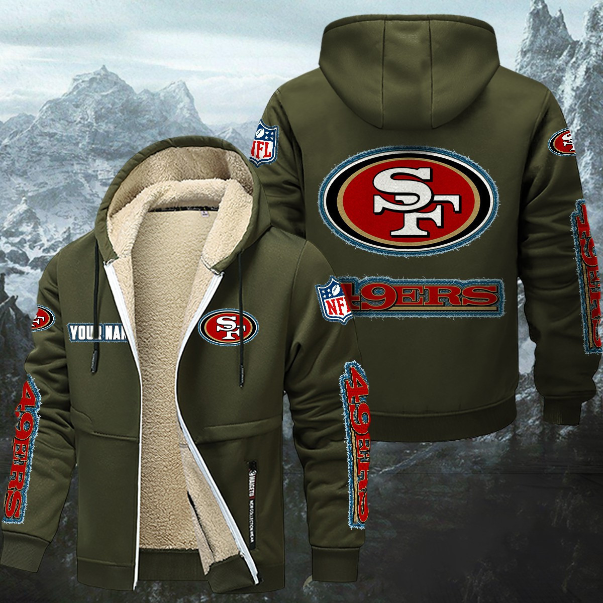 San Francisco 49ers Sherpa-Lined Zip Hoodie PB0AYN8