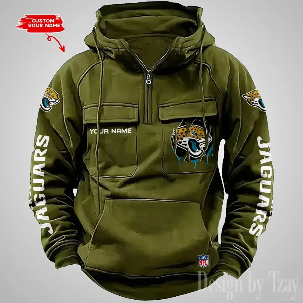 Jacksonville Jaguars Designer Hoodies For Men Casual Fashion Solid Multi-Pocket Zipper Long Slevee PBU6NQI