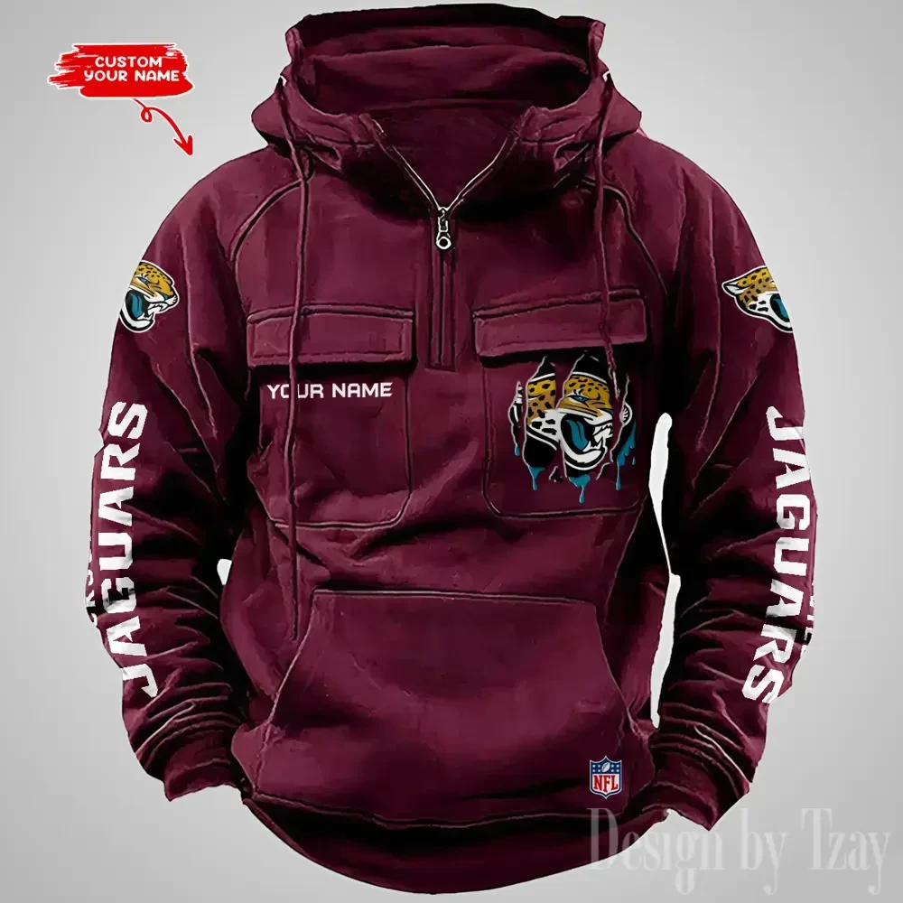 Jacksonville Jaguars Designer Hoodies For Men Casual Fashion Solid Multi-Pocket Zipper Long Slevee PBU6NQI