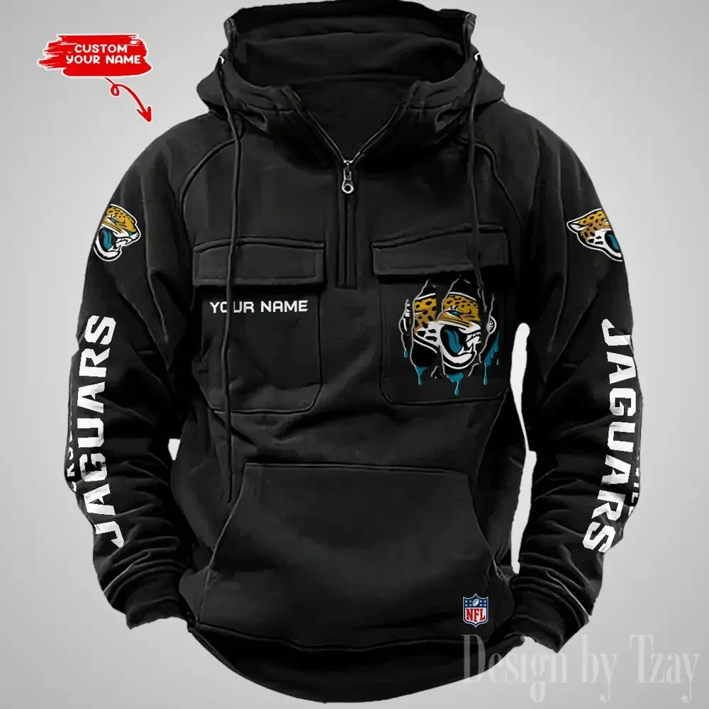 Jacksonville Jaguars Designer Hoodies For Men Casual Fashion Solid Multi-Pocket Zipper Long Slevee PBU6NQI