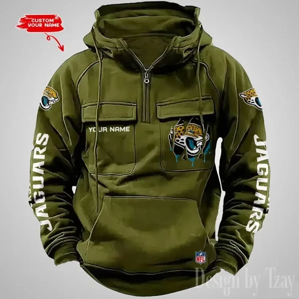 Jacksonville Jaguars Designer Hoodies For Men Casual Fashion Solid Multi-Pocket Zipper Long Slevee PBU6NQI