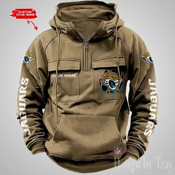 Jacksonville Jaguars Designer Hoodies For Men Casual Fashion Solid Multi-Pocket Zipper Long Slevee PBU6NQI