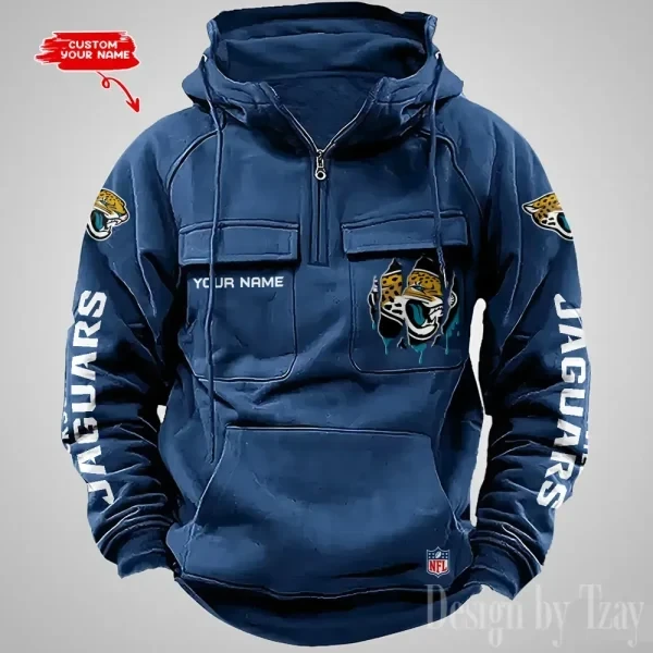 Jacksonville Jaguars Designer Hoodies For Men Casual Fashion Solid Multi-Pocket Zipper Long Slevee PBU6NQI